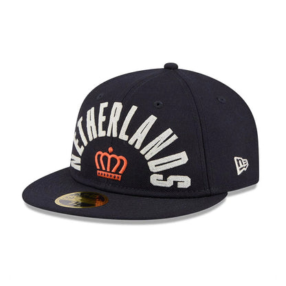 Pictured is this WBC Classical Script Netherlands Retro Crown 59FIFTY Fitted cap in Navy. 4