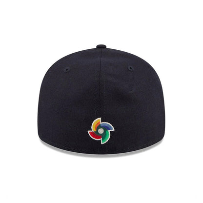 Pictured is this WBC Classical Script Netherlands Retro Crown 59FIFTY Fitted cap in Navy. 7