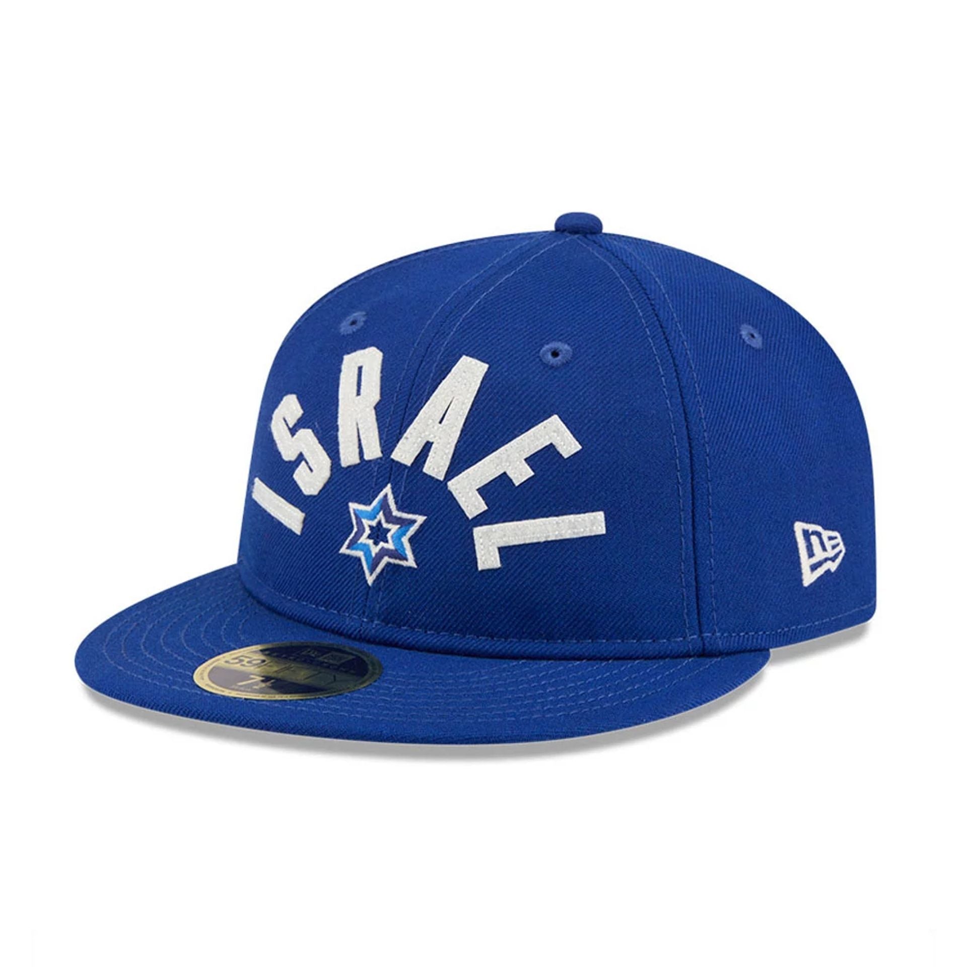 Pictured is this WBC Classical Script Israel Retro Crown 59FIFTY Fitted cap in blue. 4