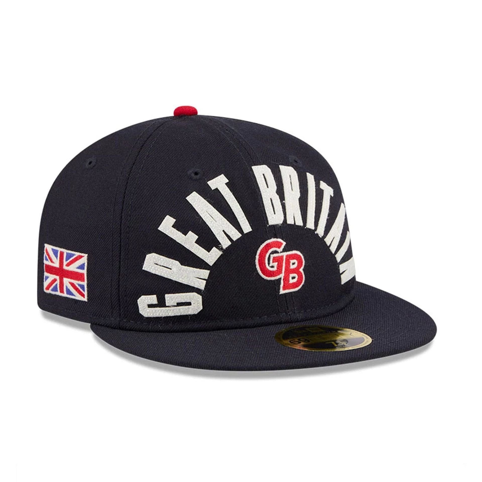 Pictured is this WBC Classical Script Great Britain Retro Crown 59FIFTY Fitted cap in navy. 1