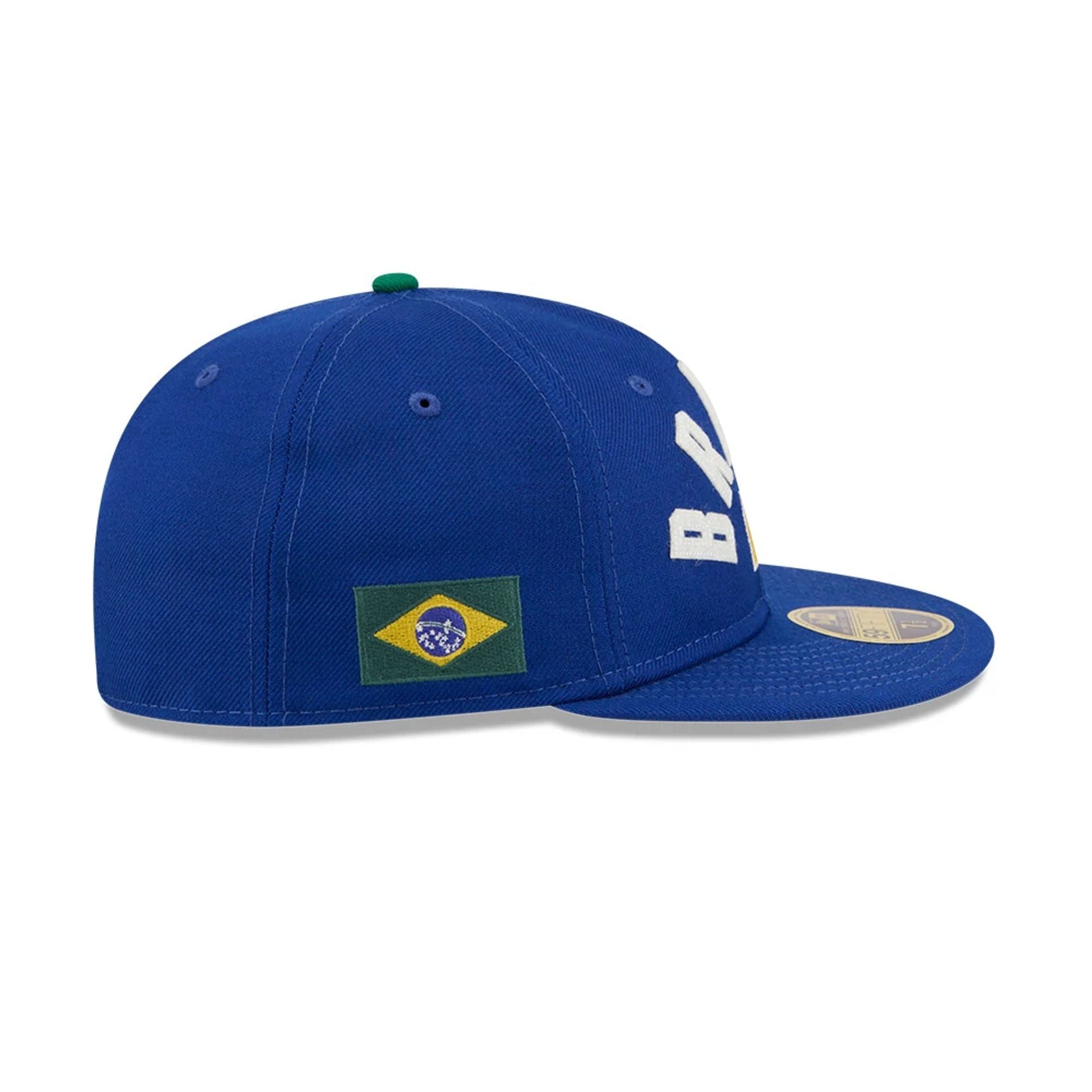 Pictured is this WBC Classical Script Brazil Retro Crown 59FIFTY Fitted cap in blue. 5