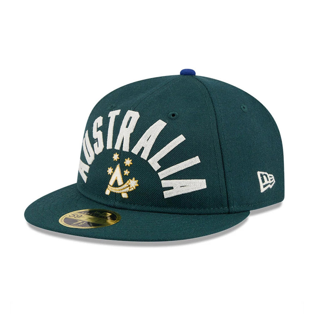 Pictured is this WBC Classical Script Australia Retro Crown 59FIFTY Fitted cap in dark green. 4