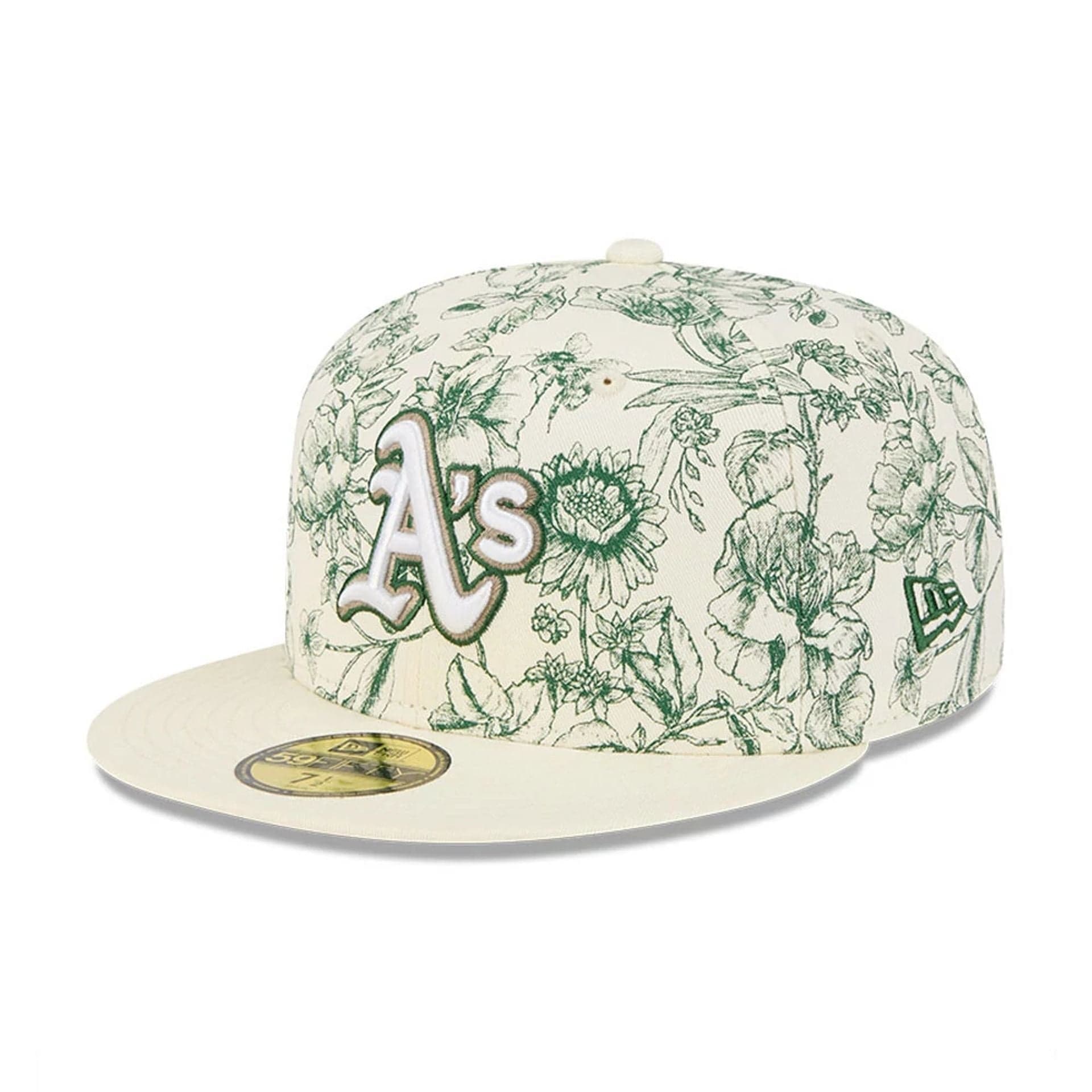 Pictured is this MLB Spring Floral Athletics 59FIFTY Fitted cap in white. 3
