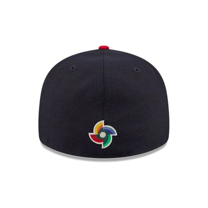 Pictured is this WBC Classical Script Panama Retro Crown 59FIFTY Fitted cap in navy. 7