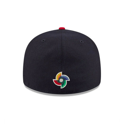 Pictured is this WBC Classical Script Panama Retro Crown 59FIFTY Fitted cap in navy. 7