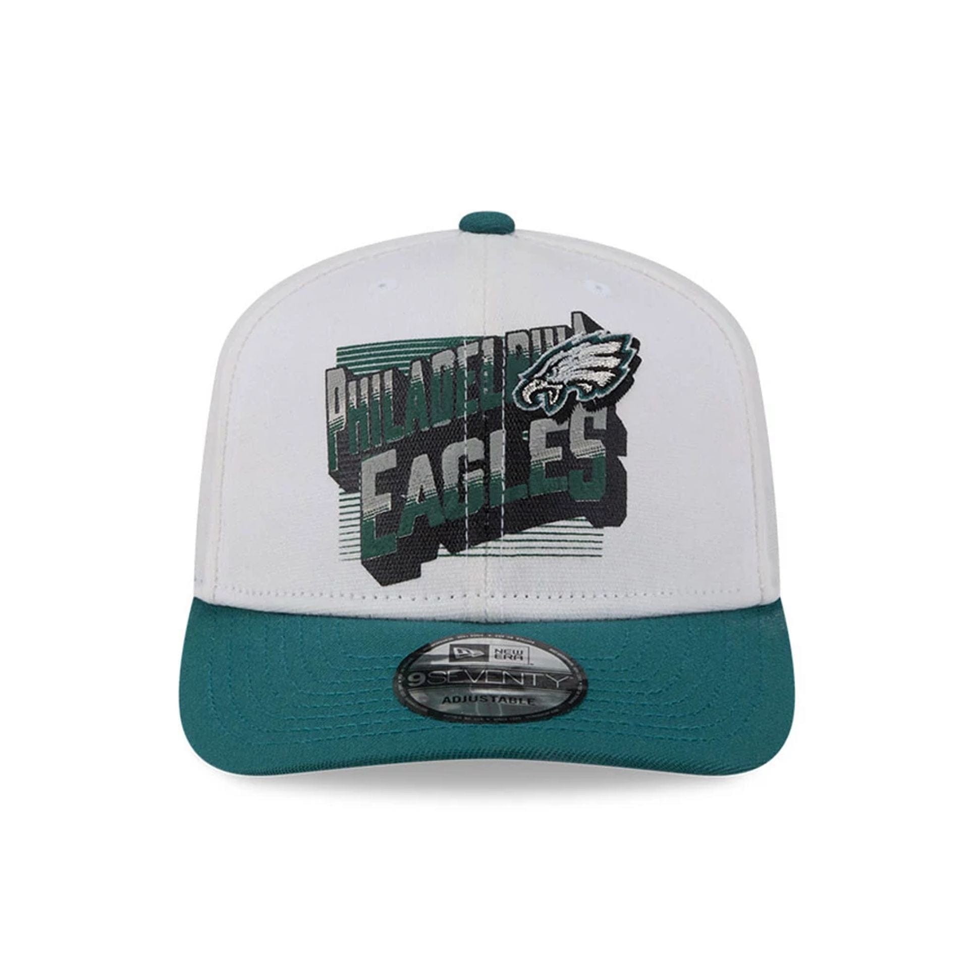 Pictured is this NFL Duck Cloth Philadelphia Eagles 9SEVENTY Stretch Snap cap in white. 2