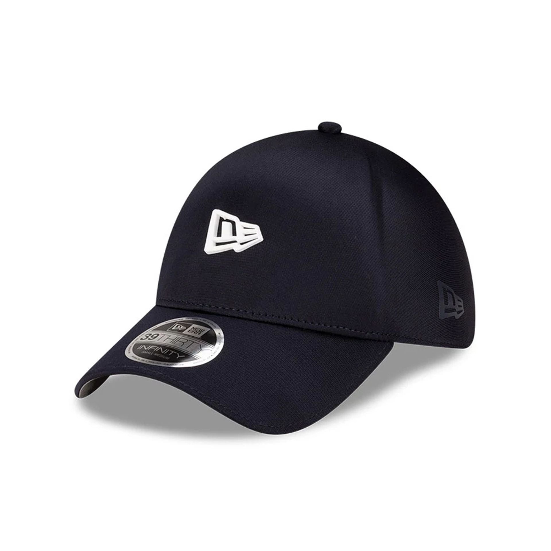 Pictured is this New Era 39THIRTY Infinity Stretch Fit cap in navy. 1