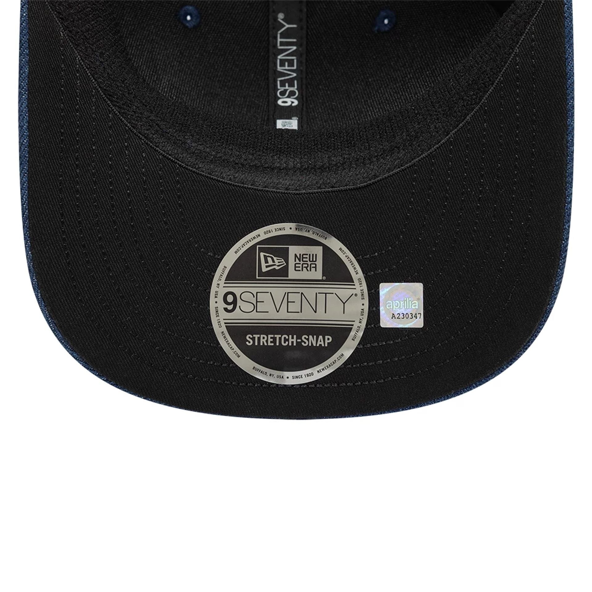 Pictured is this Aprilia Replica Jorge Martin Austin Race Special Aprilia 9SEVENTY Stretch Snap cap in blue. 5