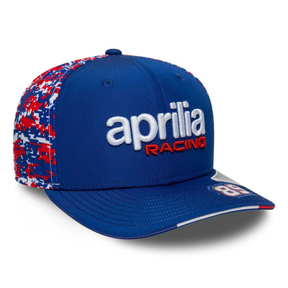 Pictured is this Aprilia Replica Jorge Martin Le Mans Race Special 9SEVENTY Stretch Snap cap in blue. 3