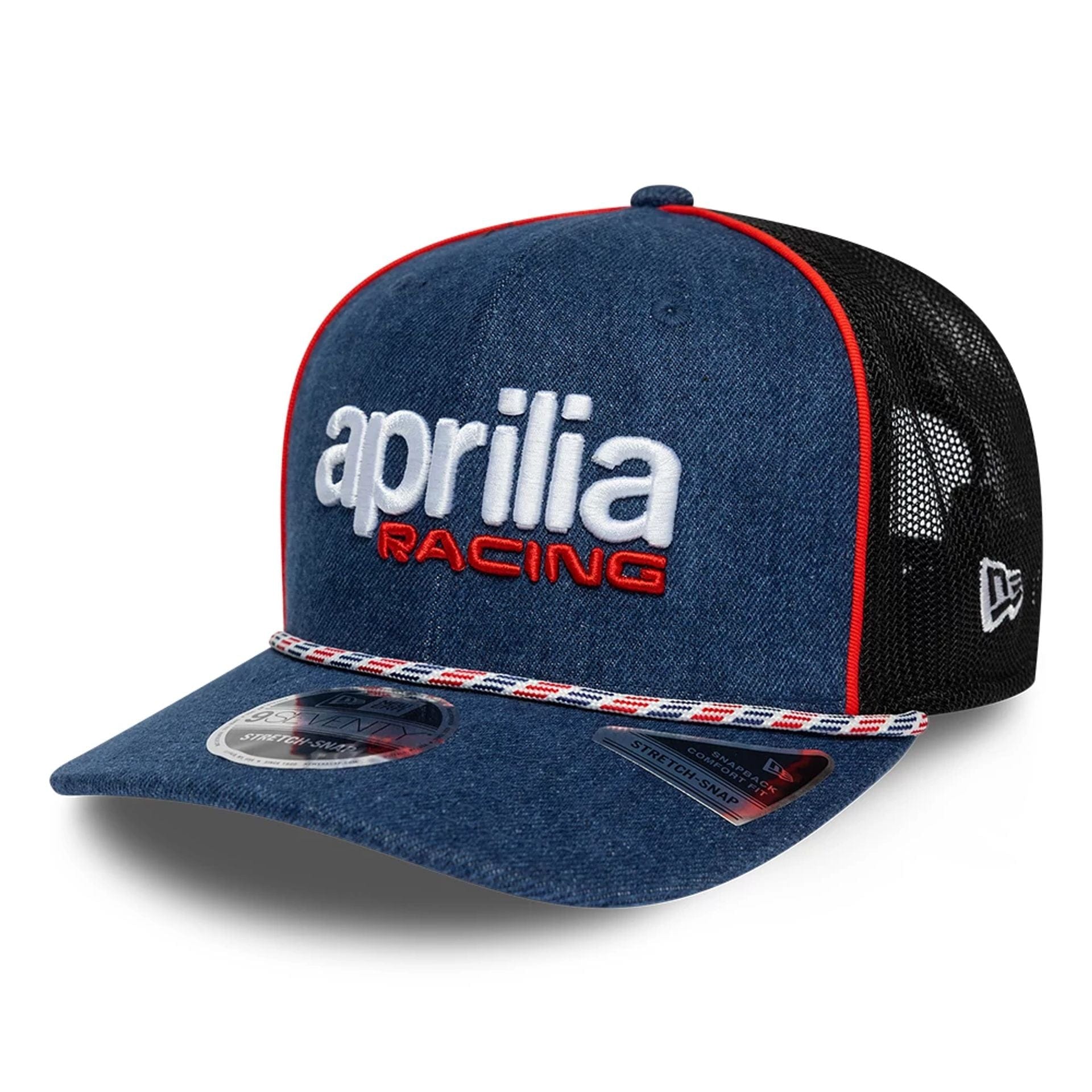 Pictured is this Aprilia Replica Austin Race Special 9SEVENTY Stretch Snap cap in blue. 4
