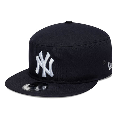 Pictured is this MLB Poly New York Yankees Pillbox Adjustable cap in navy. 1