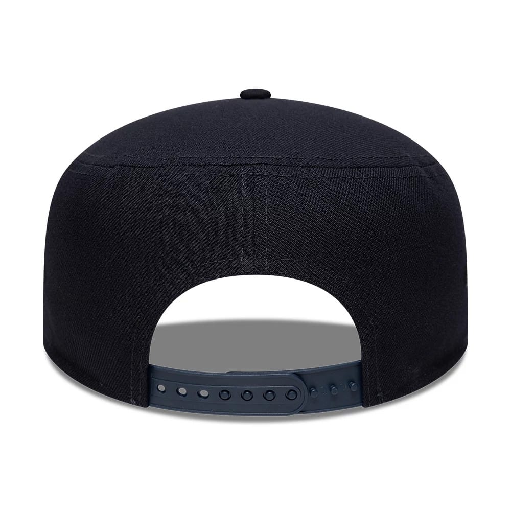 Pictured is this MLB Poly New York Yankees Pillbox Adjustable cap in navy. 6