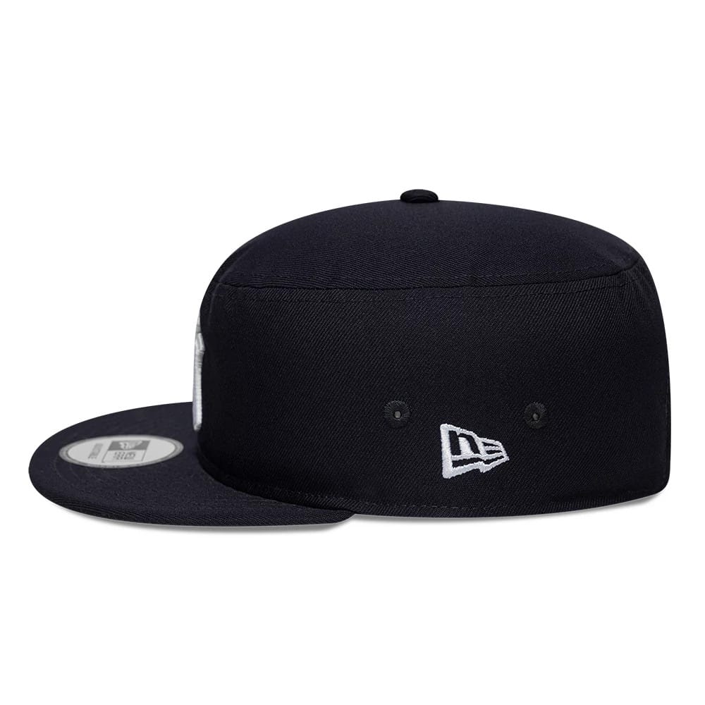 Pictured is this MLB Poly New York Yankees Pillbox Adjustable cap in navy. 4