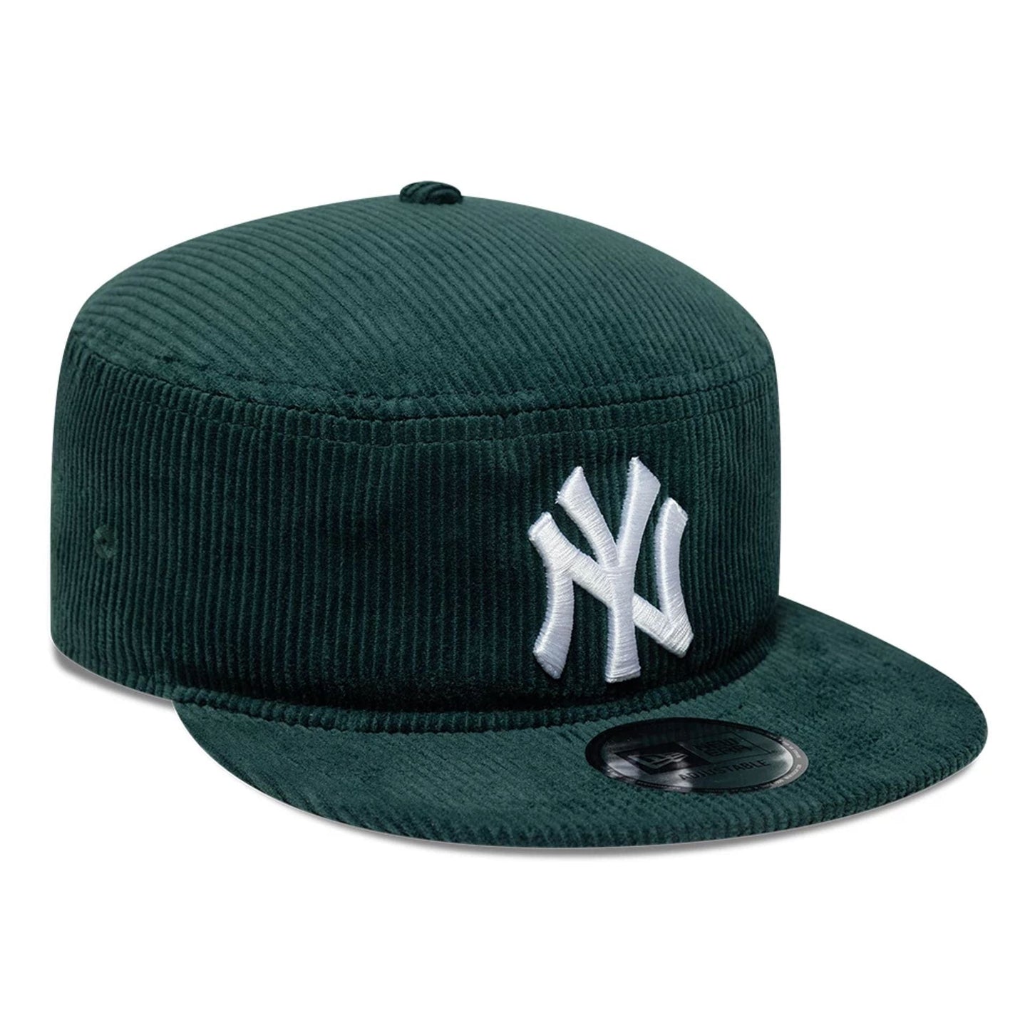 Pictured is this MLB Cord New York Yankees Pillbox Adjustable cap in dark green. 3