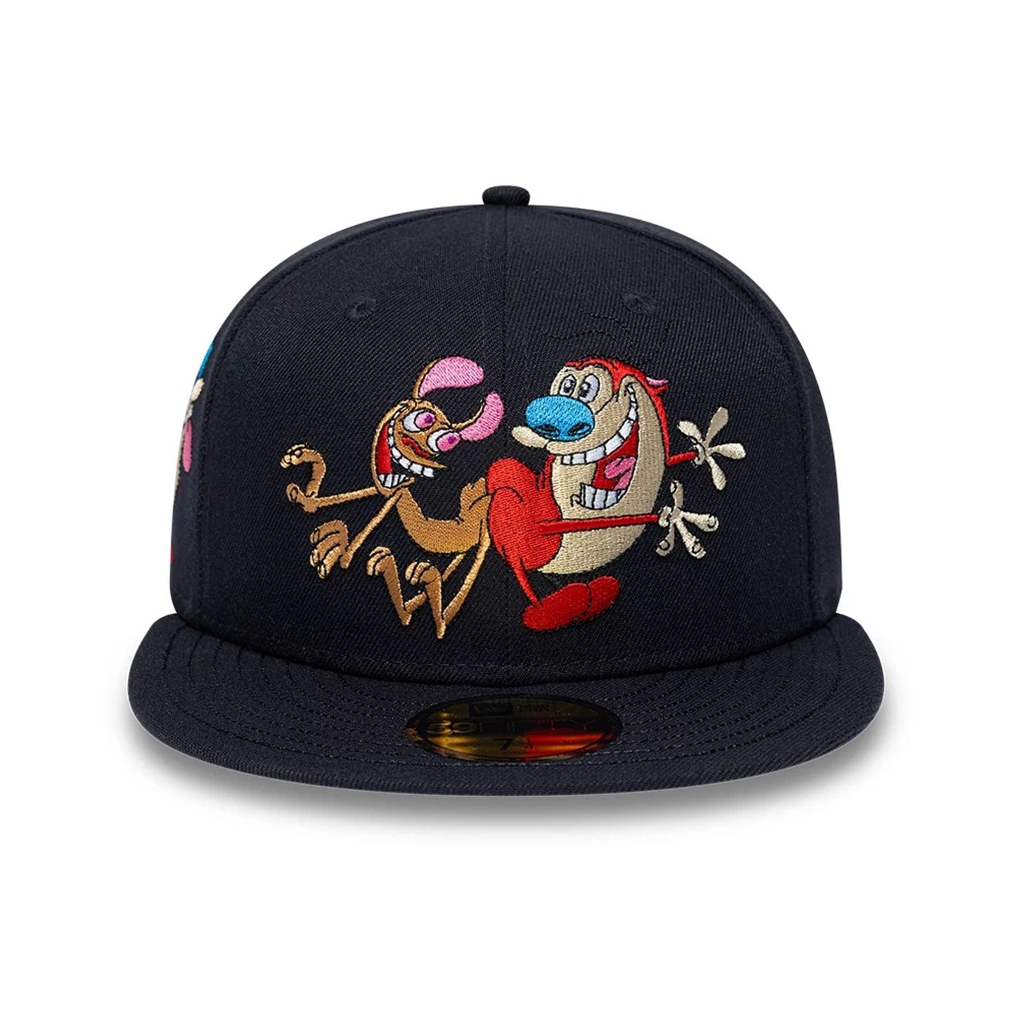 Pictured is this Ren & Stimpy Happy Happy Joy Joy 59FIFTY Fitted cap in navy. 3