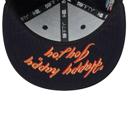Pictured is this Ren & Stimpy Happy Happy Joy Joy 59FIFTY Fitted cap in navy. 2