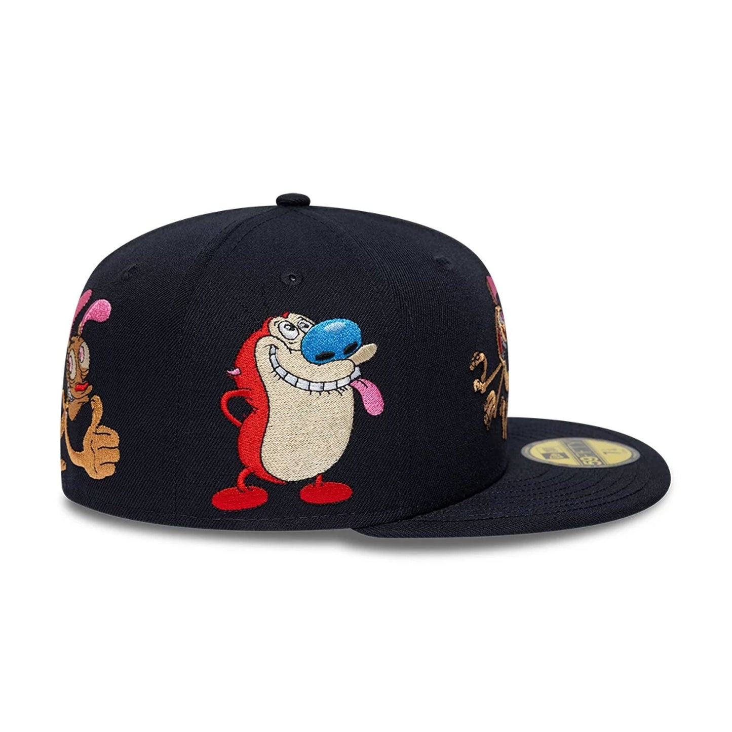 Pictured is this Ren & Stimpy Happy Happy Joy Joy 59FIFTY Fitted cap in navy. 6