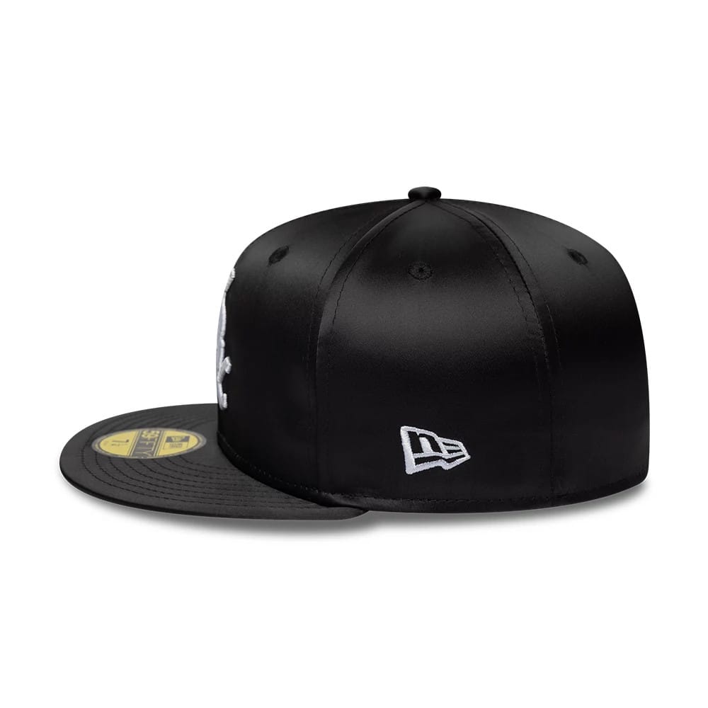 Pictured is this MLB Satin Chicago White Sox 59FIFTY Fitted cap in black. 5