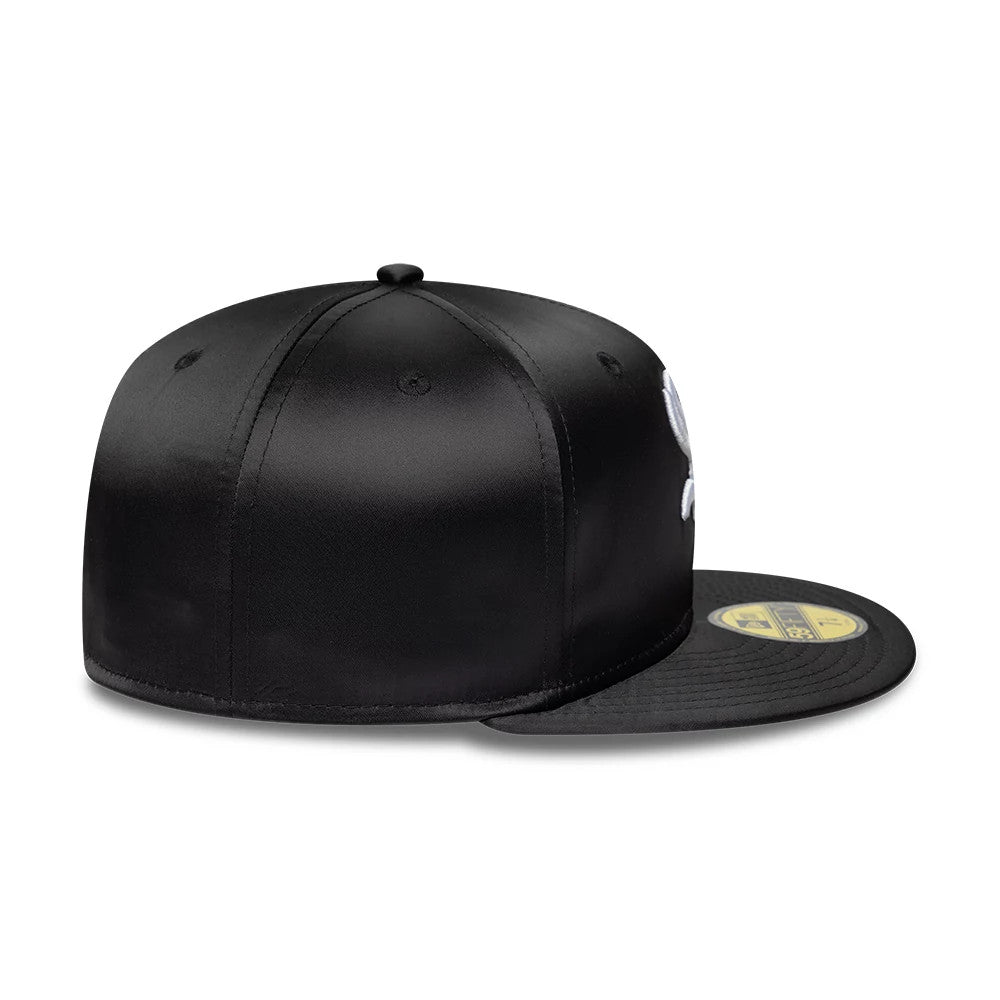 Pictured is this MLB Satin Chicago White Sox 59FIFTY Fitted cap in black. 6