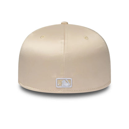 Pictured is this MLB Satin LA Dodgers 59FIFTY Fitted cap in cream. 4