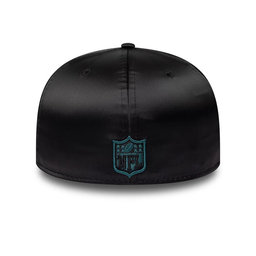 Pictured is this NFL Satin Philadelphia Eagles 59FIFTY Fitted cap in black. 4