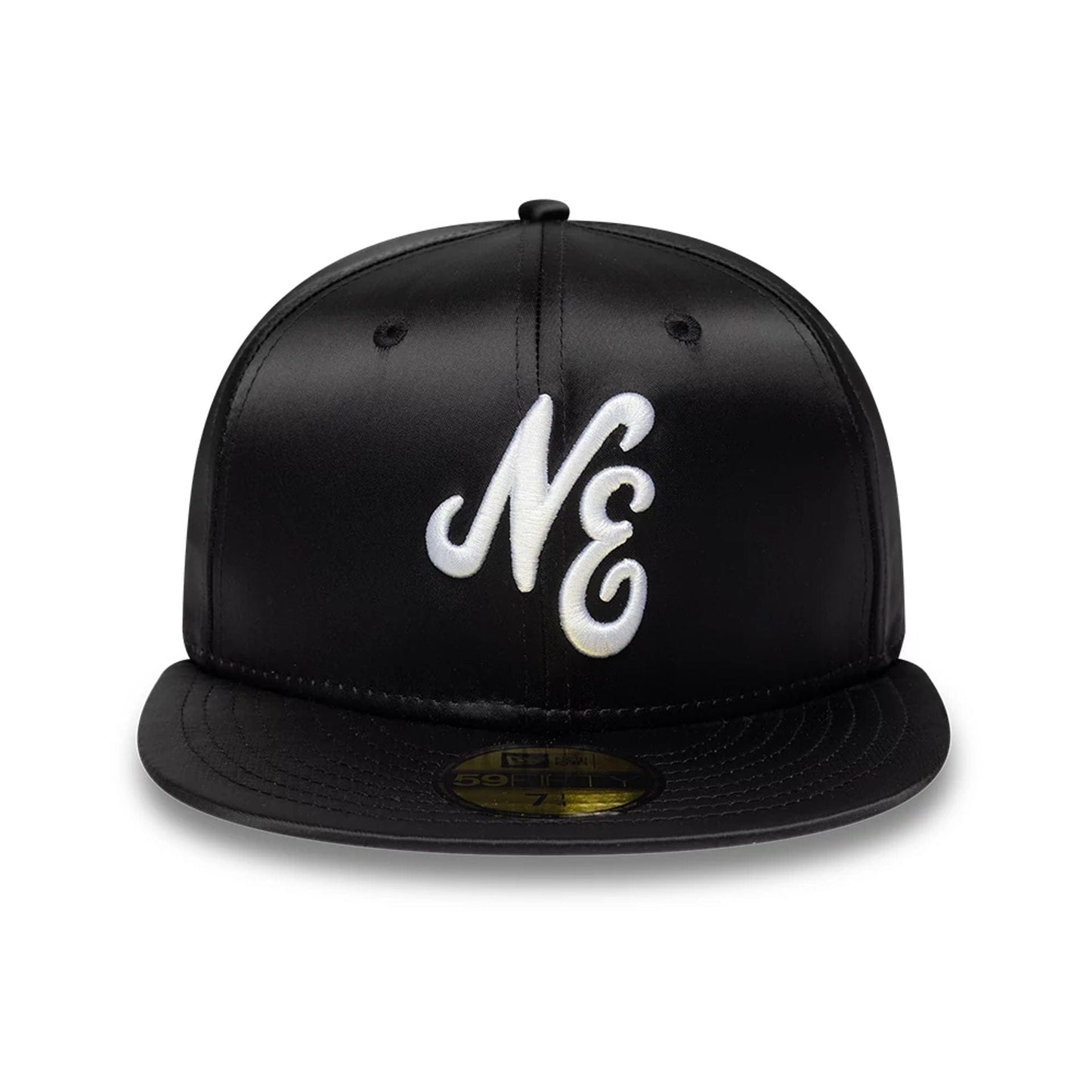Pictured is this New Era Satin 59FIFTY Fitted cap in black. 2