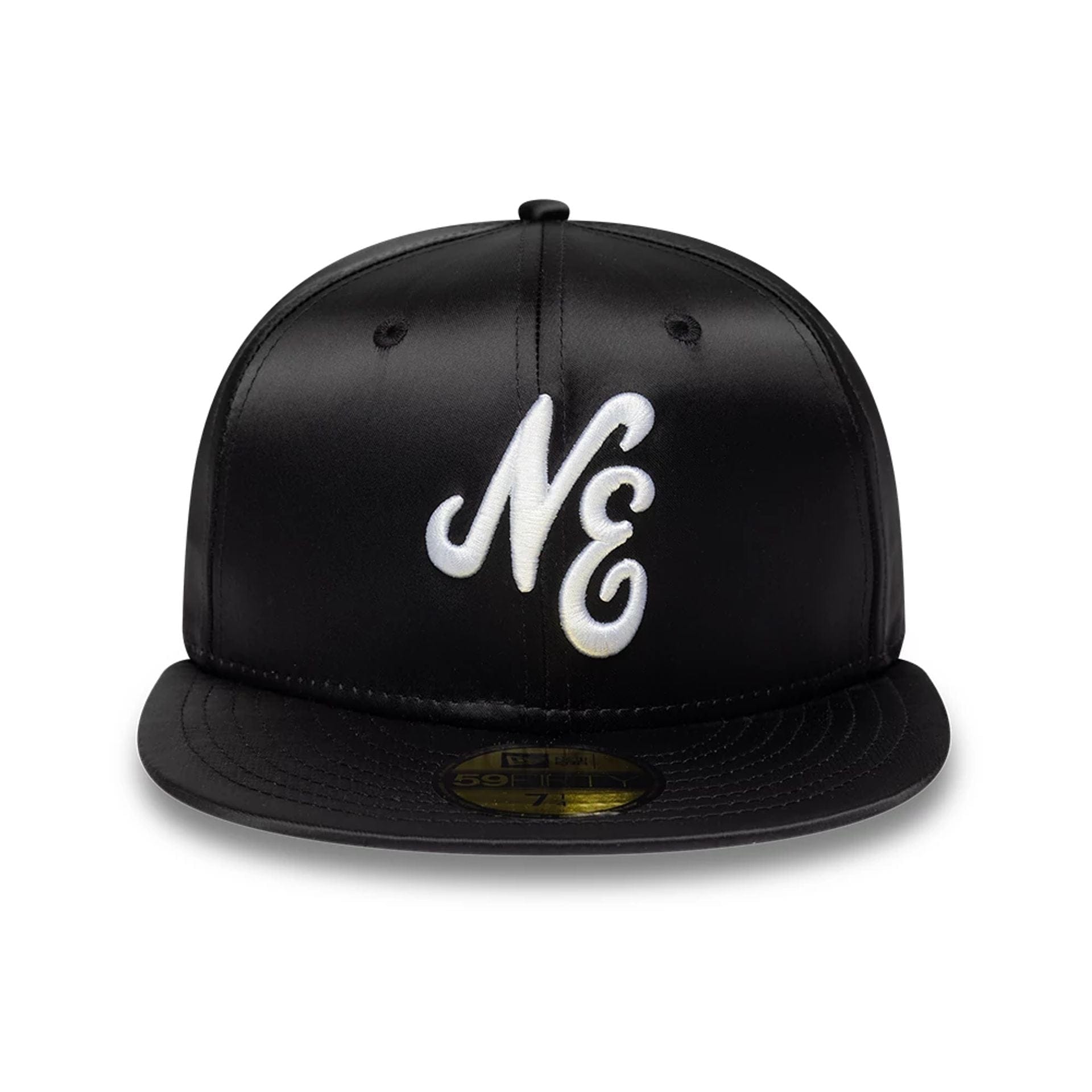 Pictured is this New Era Satin 59FIFTY Fitted cap in black. 2