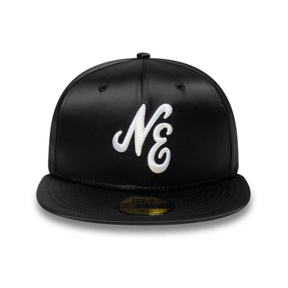 Pictured is this New Era Satin 59FIFTY Fitted cap in black. 2