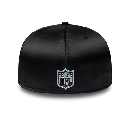 Pictured is this NFL Satin Las Vegas Raiders 59FIFTY Fitted cap in black. 4