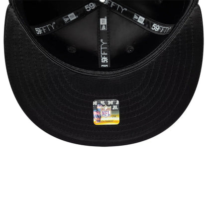 Pictured is this NFL Satin Las Vegas Raiders 59FIFTY Fitted cap in black. 7