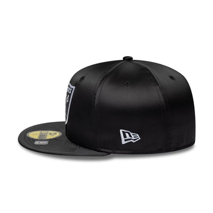 Pictured is this NFL Satin Las Vegas Raiders 59FIFTY Fitted cap in black. 5