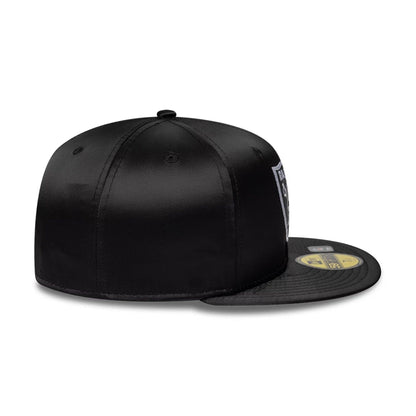 Pictured is this NFL Satin Las Vegas Raiders 59FIFTY Fitted cap in black. 6