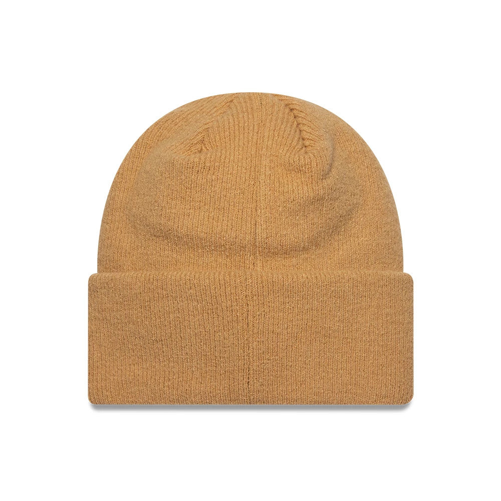 Pictured is this New Era Mohair Wide Cuff Knit Beanie hat in light beige. 2