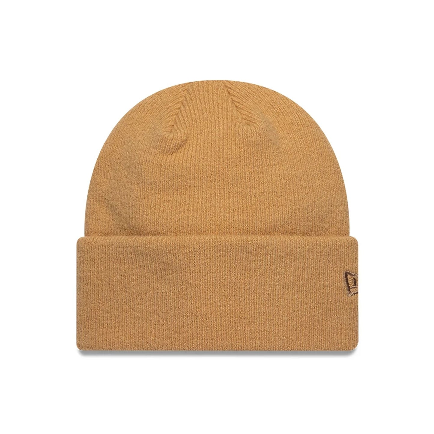 Pictured is this New Era Mohair Wide Cuff Knit Beanie hat in light beige. 1