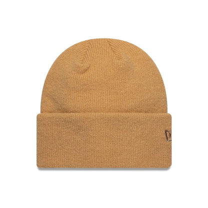 Pictured is this New Era Mohair Wide Cuff Knit Beanie hat in light beige. 1