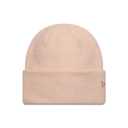 Pictured is this New Era Mohair Wide Cuff Knit Beanie hat in pastel pink. 1