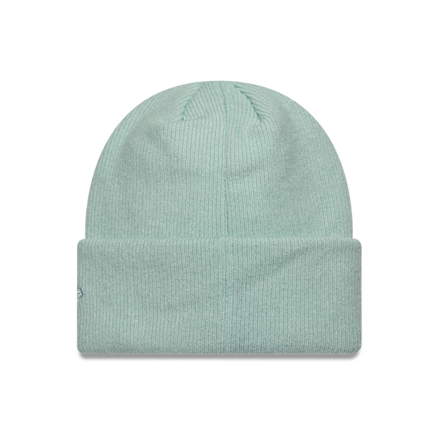 Pictured is this New Era Mohair Wide Cuff Knit Beanie hat in pastel blue. 2