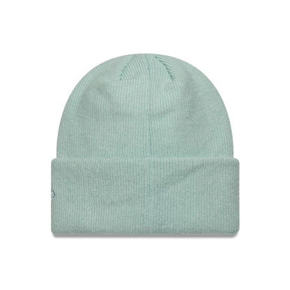 Pictured is this New Era Mohair Wide Cuff Knit Beanie hat in pastel blue. 2