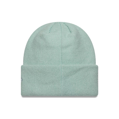 Pictured is this New Era Mohair Wide Cuff Knit Beanie hat in pastel blue. 2