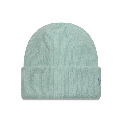 Pictured is this New Era Mohair Wide Cuff Knit Beanie hat in pastel blue. 1