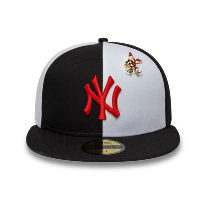 Pictured is this MLB Pinwheel New York Yankees 59FIFTY Fitted cap in black. 3