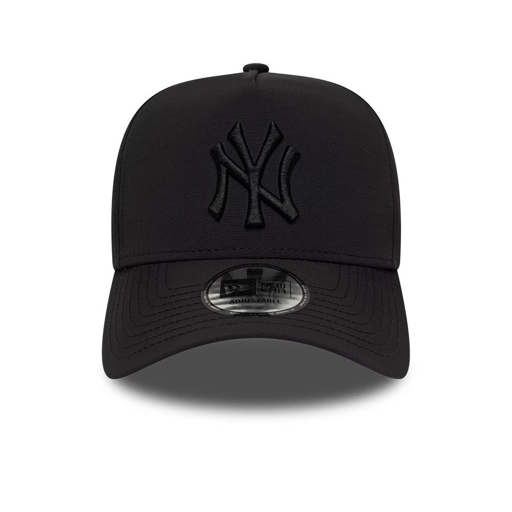 Pictured is this MLB Recycled New York Yankees 9FORTY E-Frame  cap in Black On Black. 2