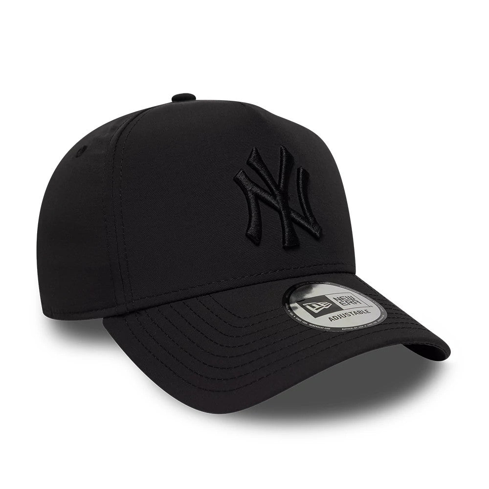 Pictured is this MLB Recycled New York Yankees 9FORTY E-Frame  cap in Black On Black. 3