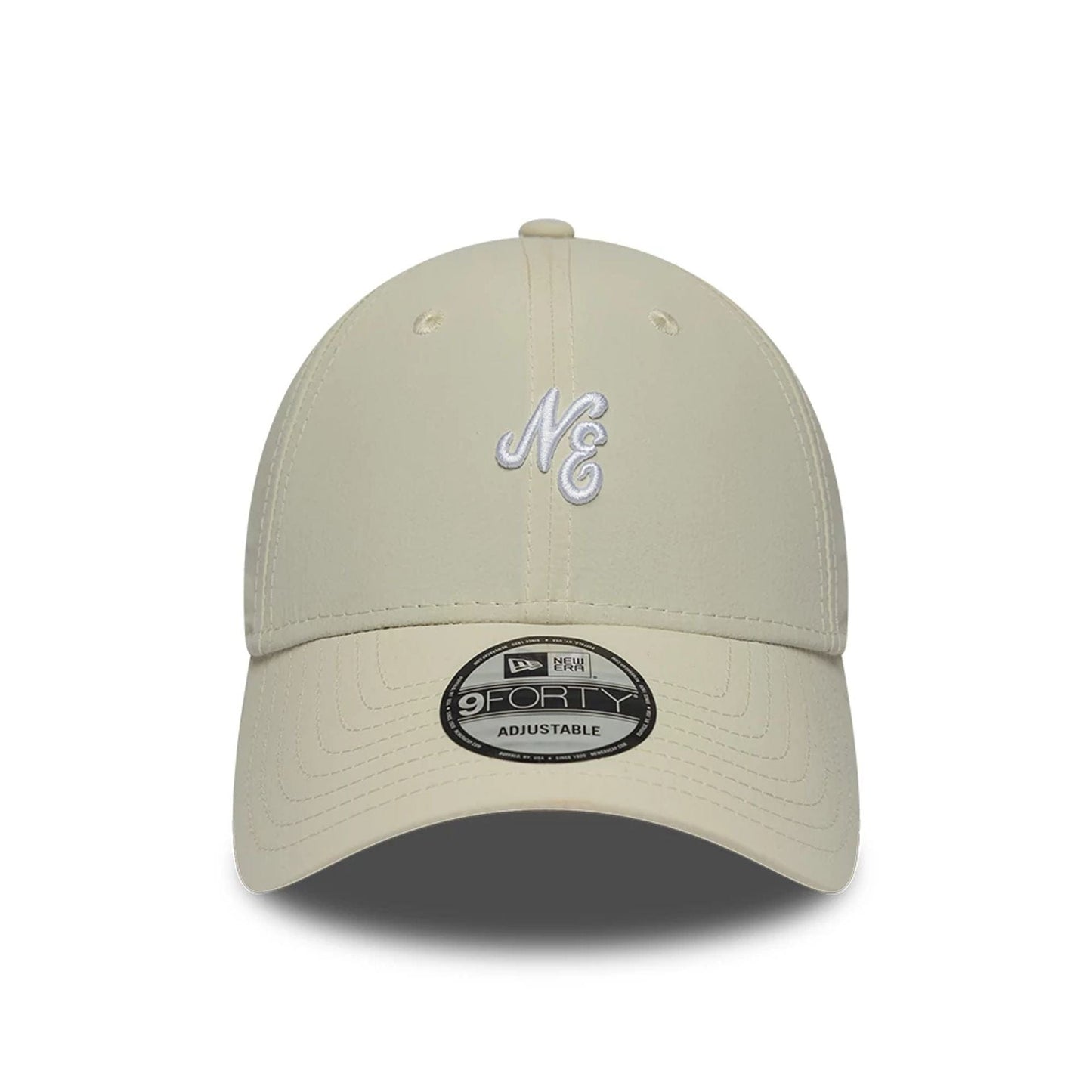 Pictured is this New Era Mini Logo Recycled 9FORTY cap in light beige. 2