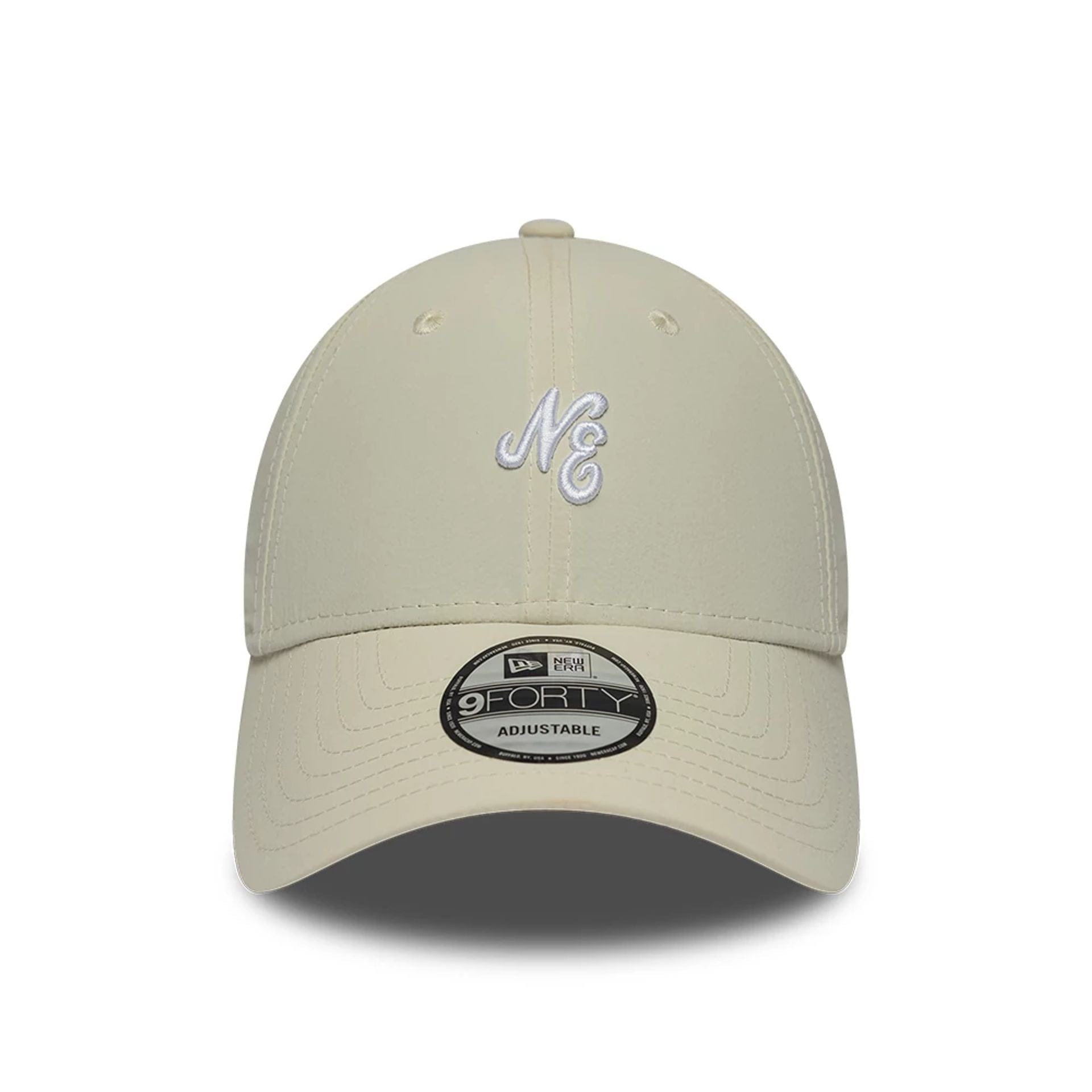 Pictured is this New Era Mini Logo Recycled 9FORTY cap in light beige. 2