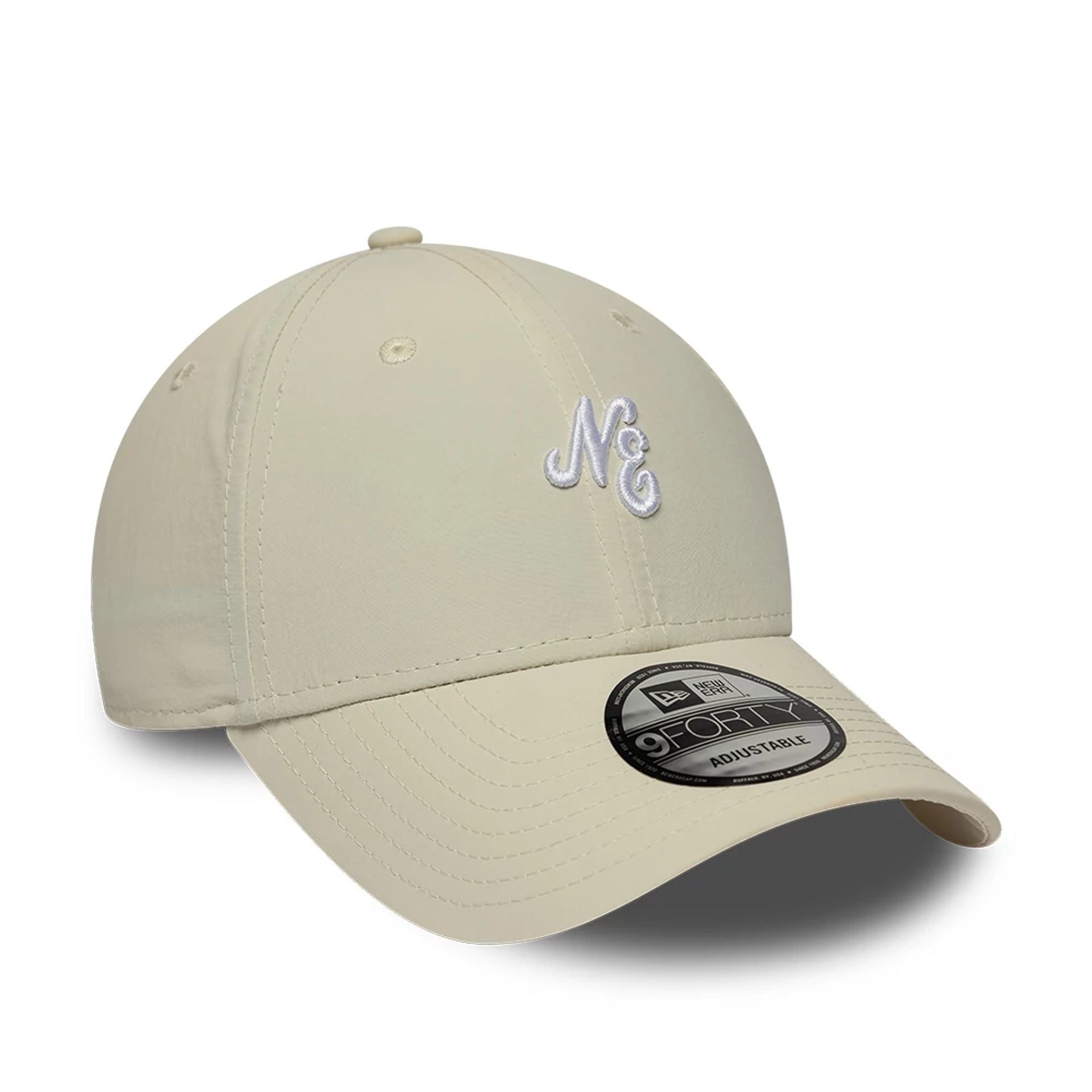 Pictured is this New Era Mini Logo Recycled 9FORTY cap in light beige. 3