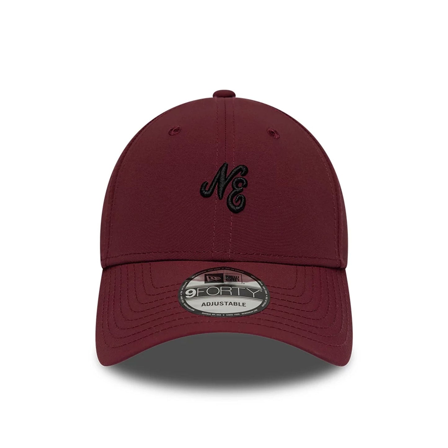 Pictured is this New Era Mini Logo Recycled 9FORTY cap in dark red. 2