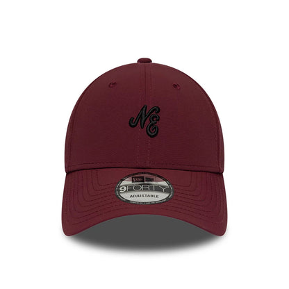 Pictured is this New Era Mini Logo Recycled 9FORTY cap in dark red. 2