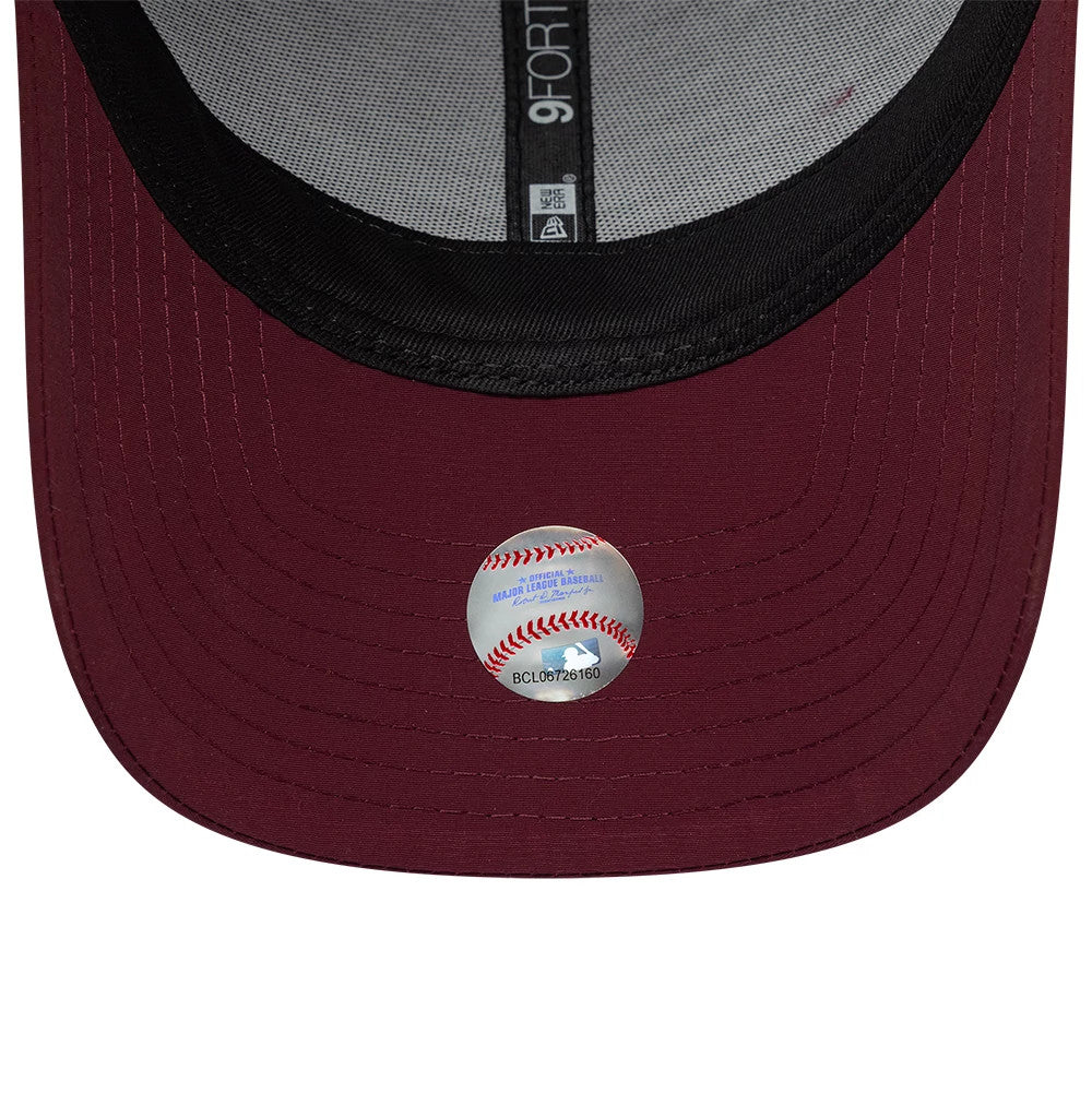 Pictured is this New Era Mini Logo Recycled 9FORTY cap in dark red. 7