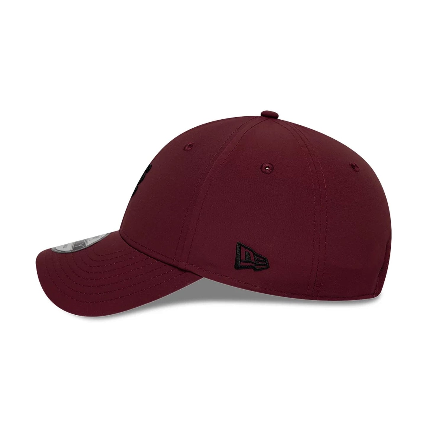 Pictured is this New Era Mini Logo Recycled 9FORTY cap in dark red. 4